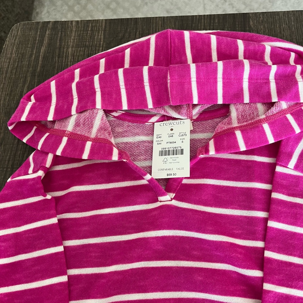 Crewcuts Pink and White Striped Hoodie, NWT, Size 6-7/Small - Picture 8 of 12